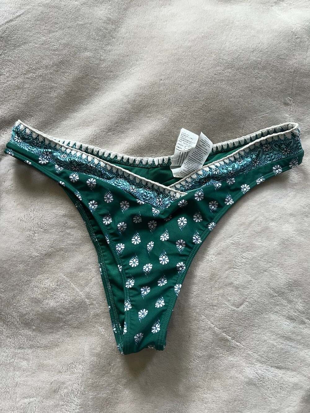 Hollister High Leg Cheekiest Bikini Bottoms in Green Floral Print